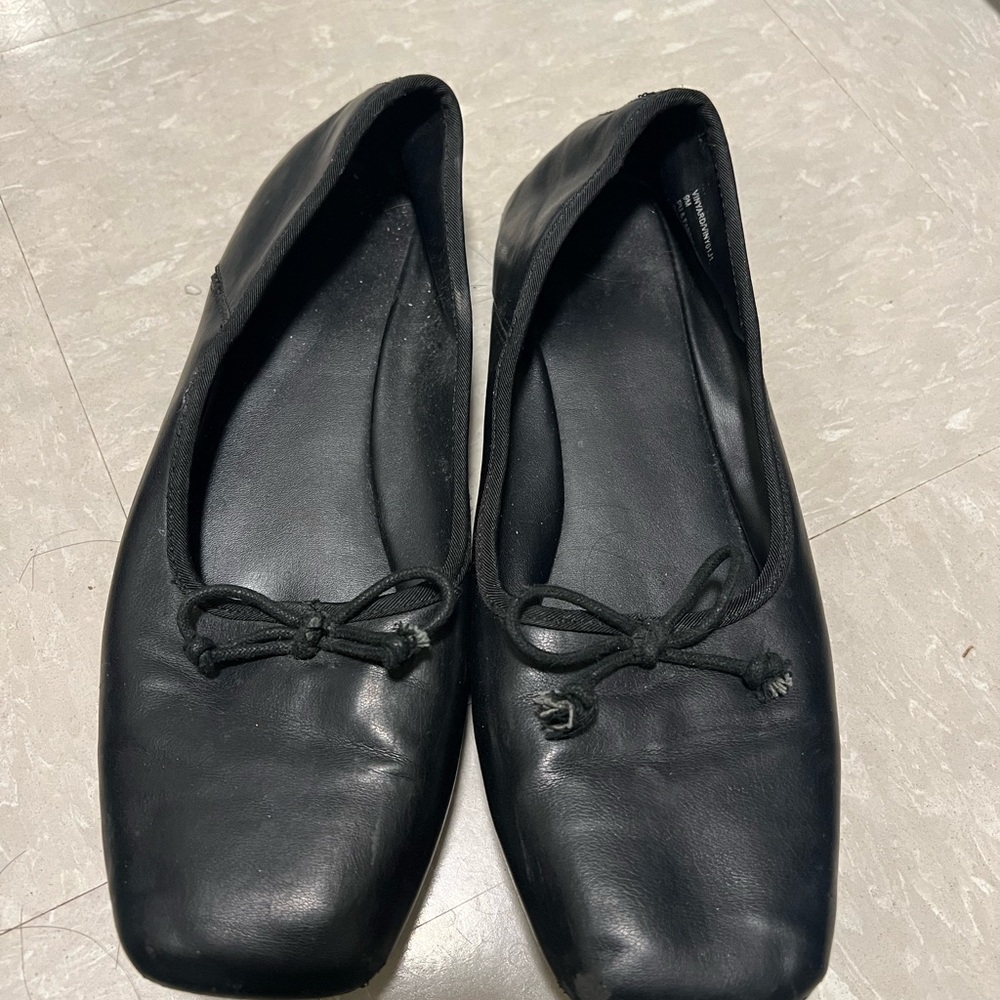 Elegant Squared Toe Black Women's Ballet Flats